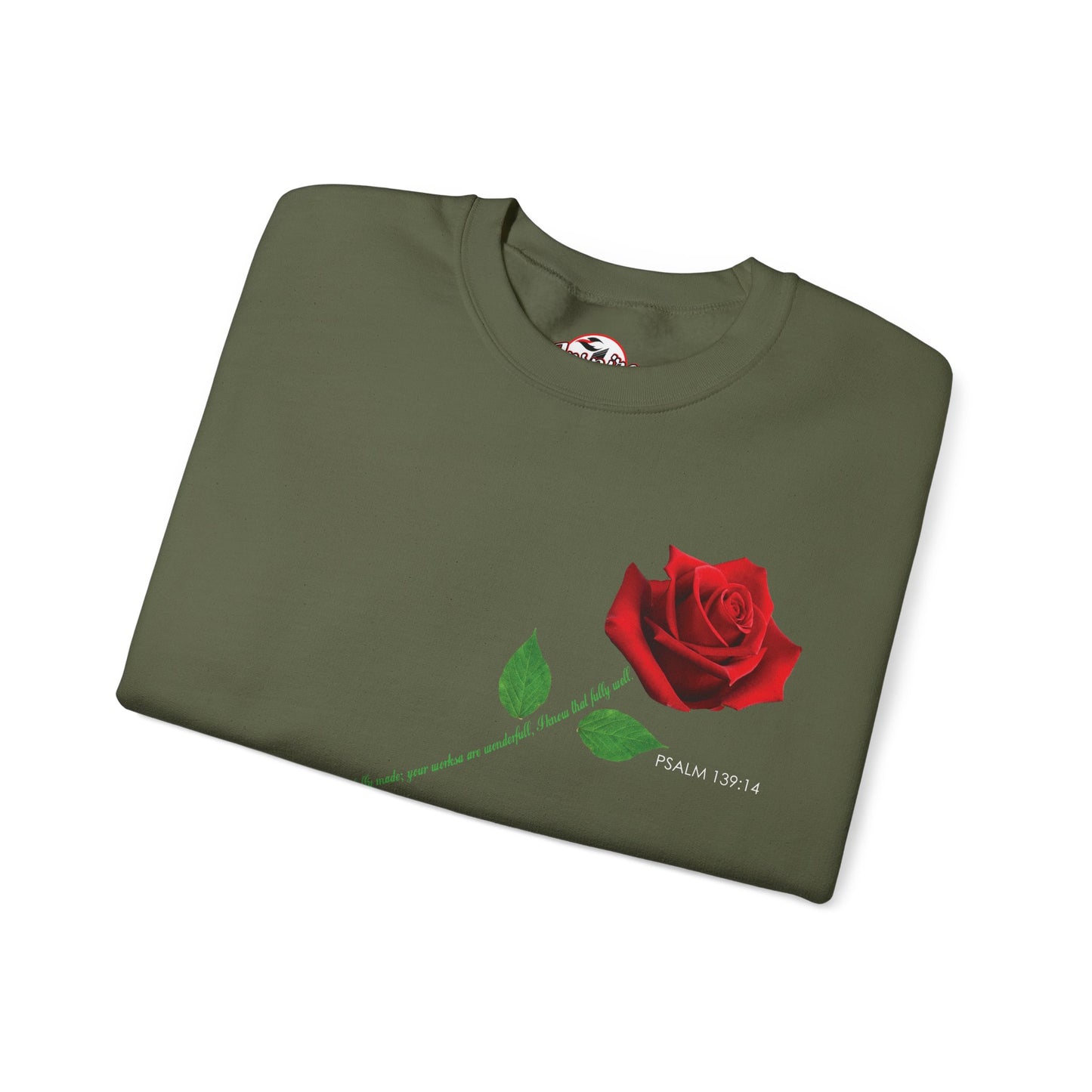 "Fearfully and Wonderfully Made" Rose Crewneck Sweatshirt