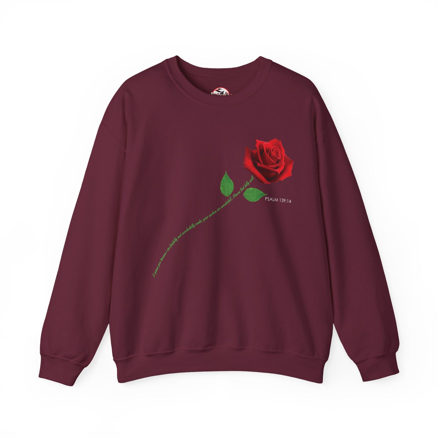 "Fearfully and Wonderfully Made" Rose Crewneck Sweatshirt