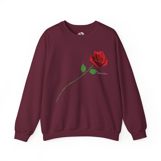 "Fearfully and Wonderfully Made" Rose Crewneck Sweatshirt