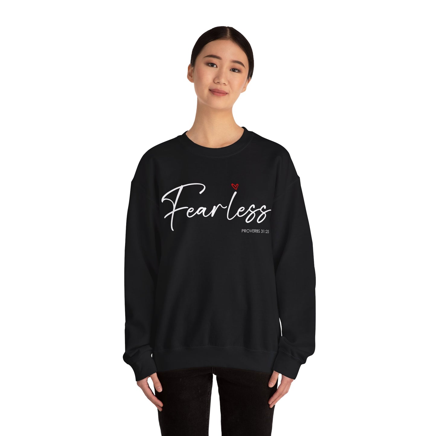 "Fearless" Inspirational Crewneck Sweatshirt — (Proverbs 31)