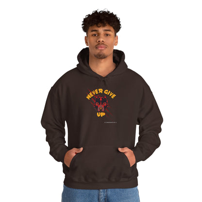 "Never Give Up" Hoodie Men's Motivational Graphic Hooded Sweatshirt