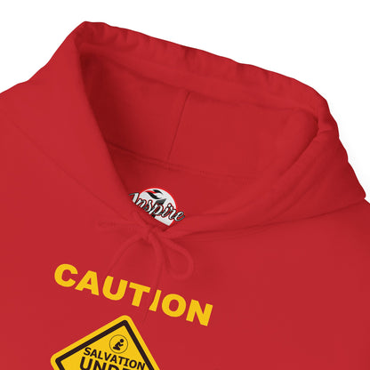 "Caution Salvation Under Construction" Graphic Pullover Hoodie