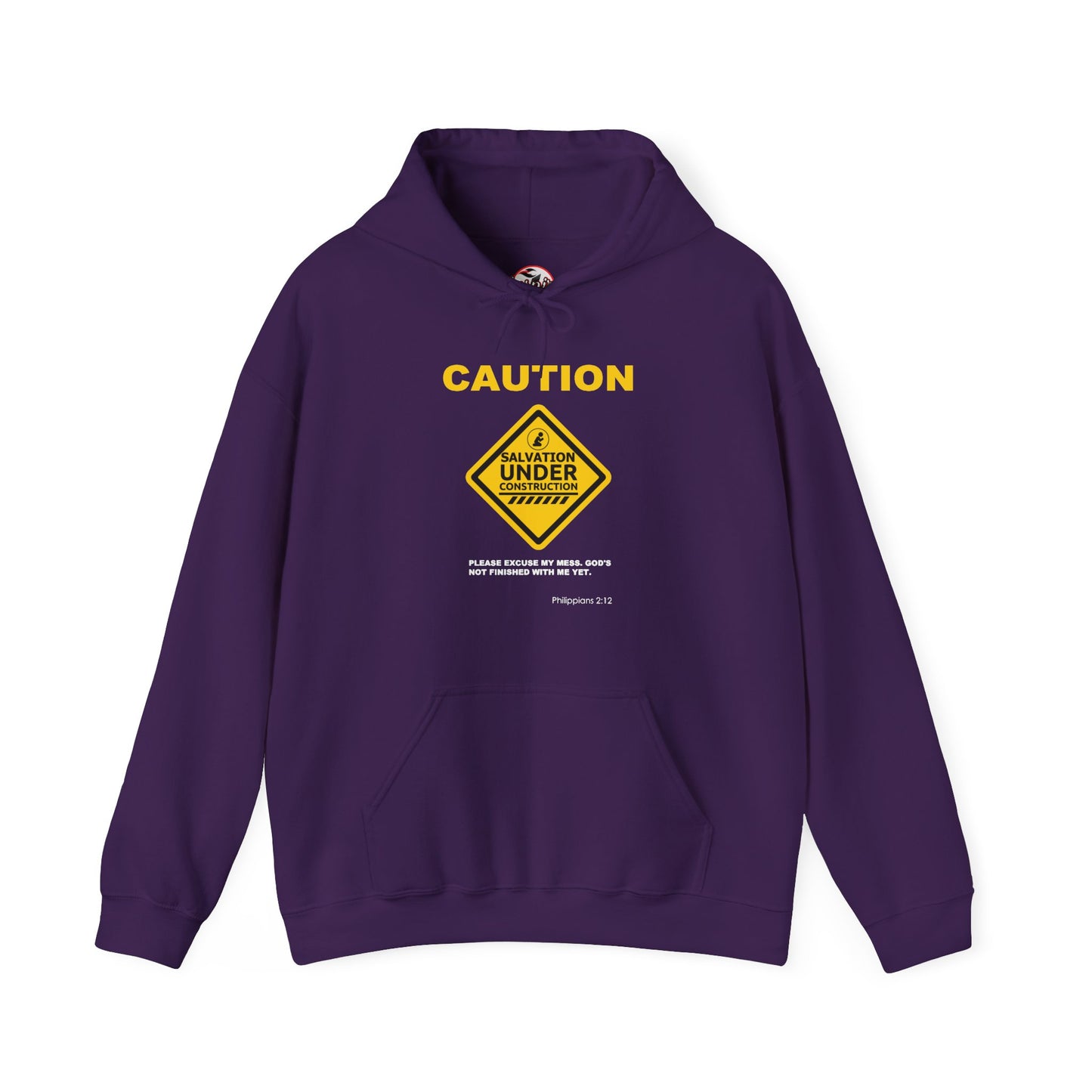 "Caution Salvation Under Construction" Graphic Pullover Hoodie