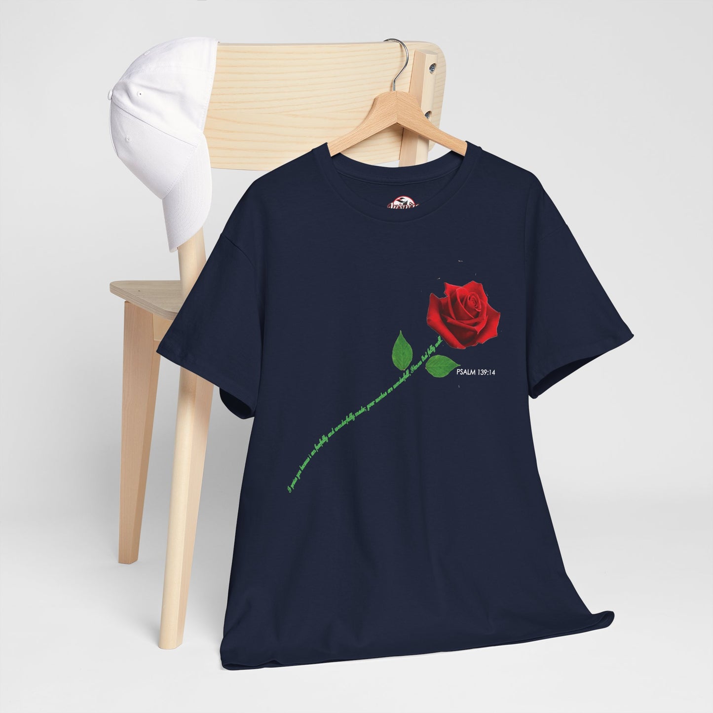 "Fearfully and Wonderfully Made" Rose Affirmative Graphic T-Shirt