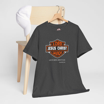 Jesus Christ Savior T‑Shirt — Lord Savior Motorcycle Shield Design
