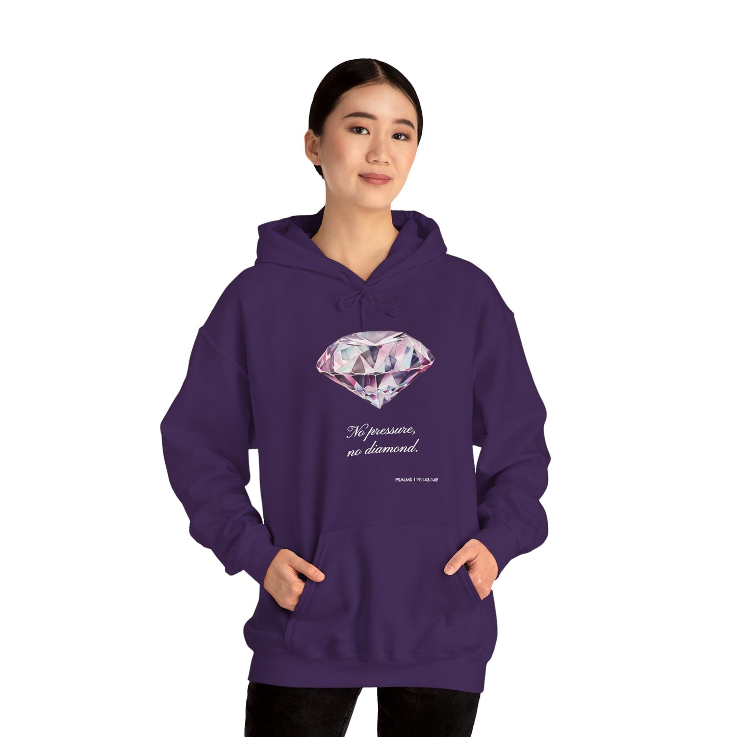 "No pressure, no Diamond" Inspirational Graphic Pullover Hoodie