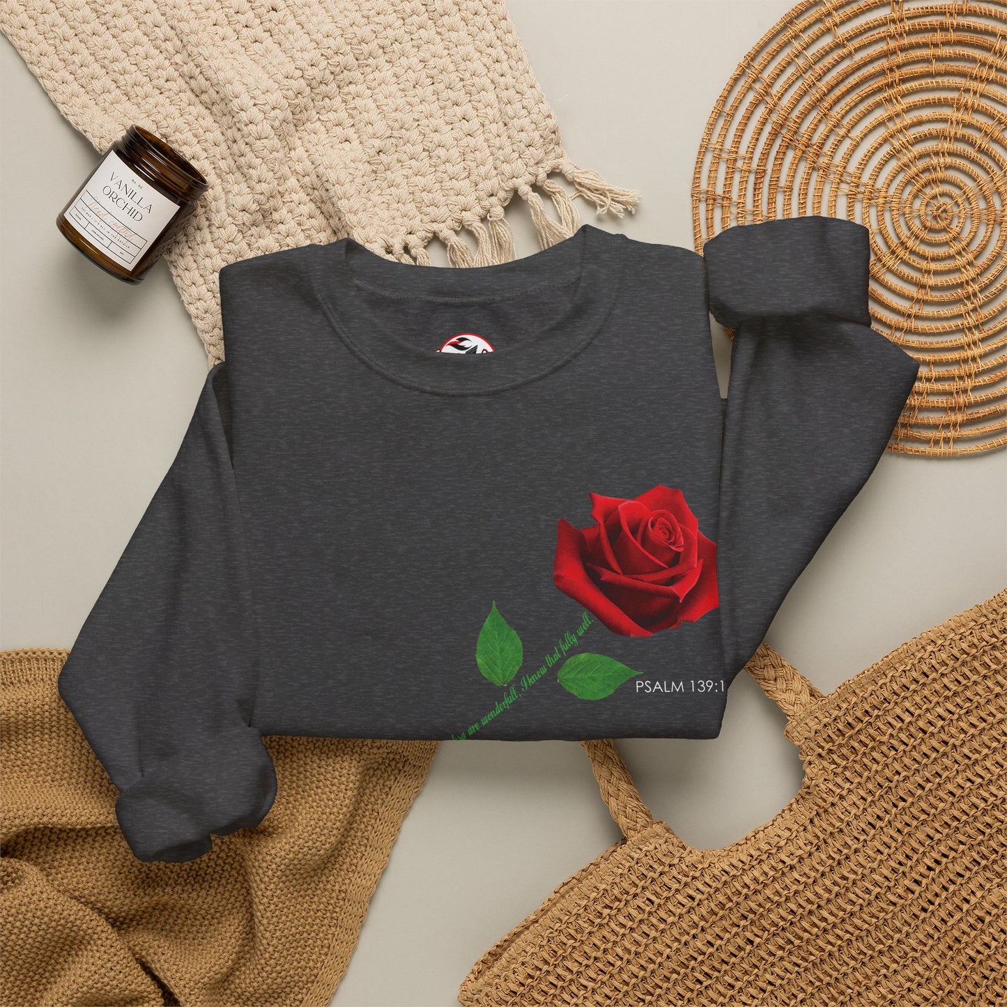 "Fearfully and Wonderfully Made" Rose Crewneck Sweatshirt