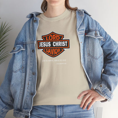 Jesus Christ Savior T‑Shirt — Lord Savior Motorcycle Shield Design