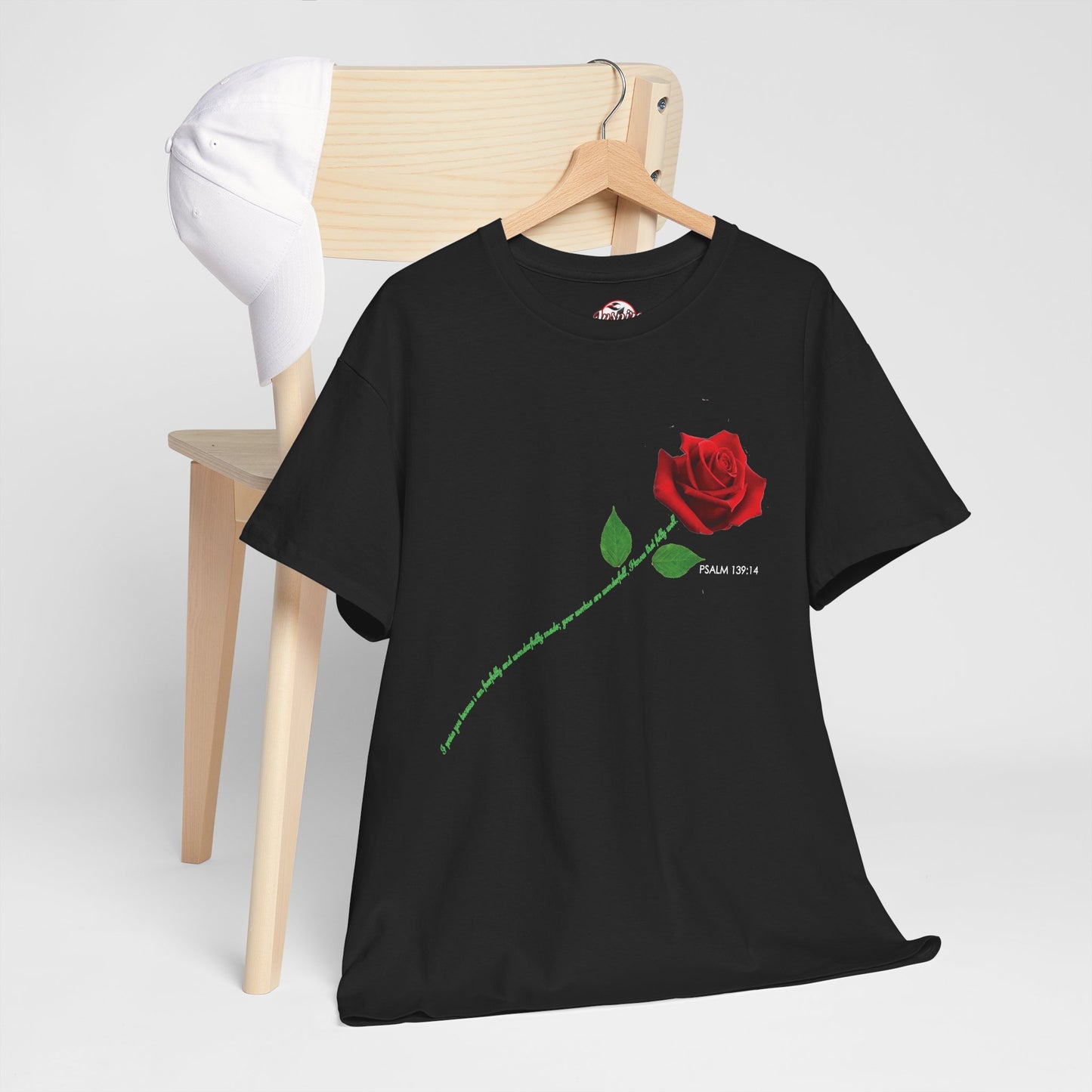 "Fearfully and Wonderfully Made" Rose Affirmative Graphic T-Shirt