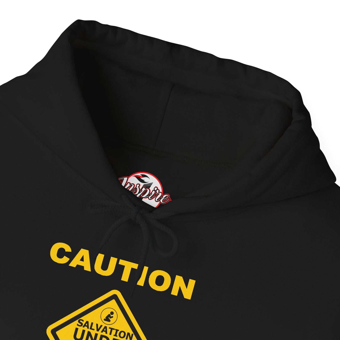 "Caution Salvation Under Construction" Graphic Pullover Hoodie