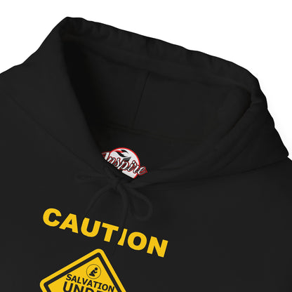 "Caution Salvation Under Construction" Graphic Pullover Hoodie
