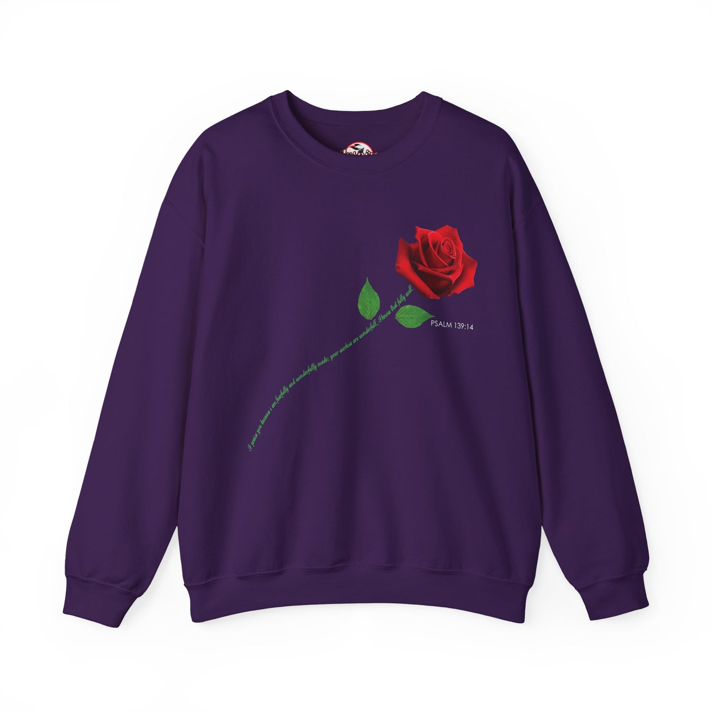 "Fearfully and Wonderfully Made" Rose Crewneck Sweatshirt