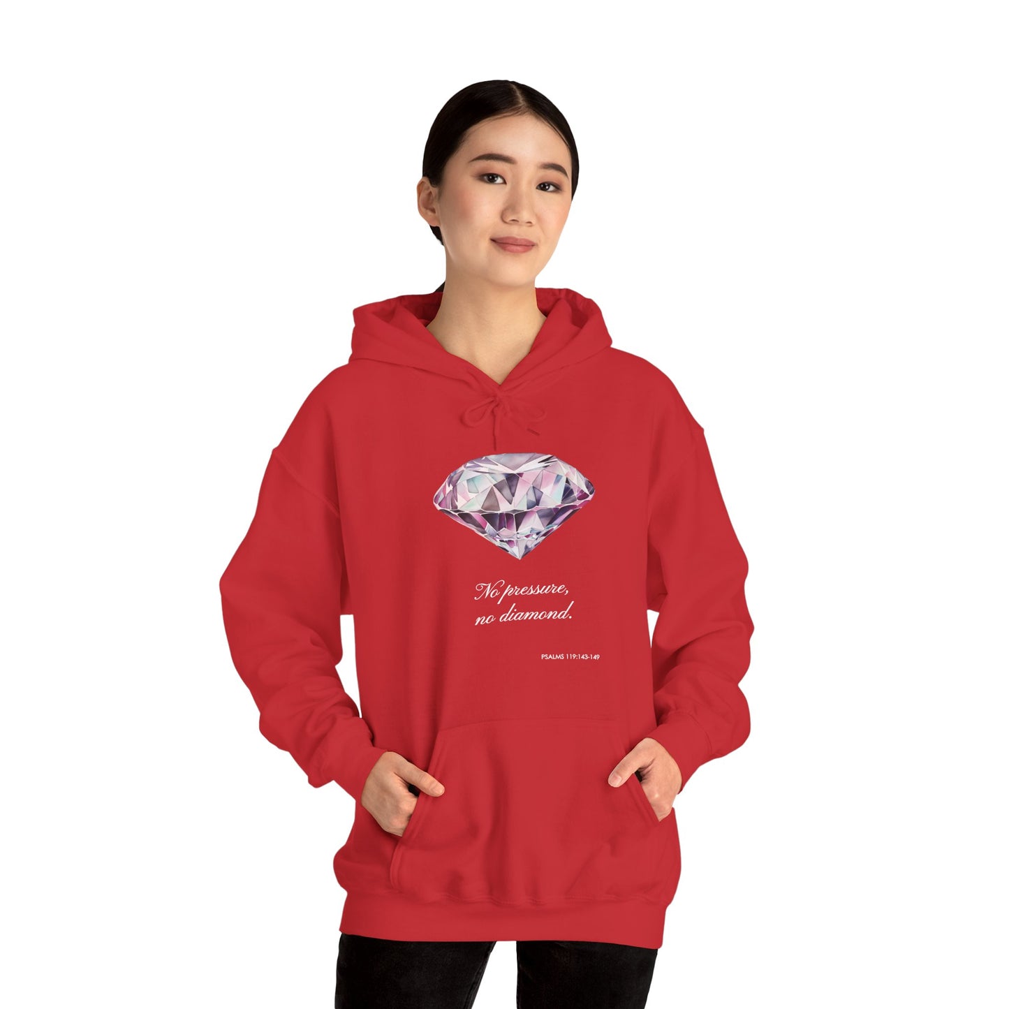 "No pressure, no Diamond" Inspirational Graphic Pullover Hoodie