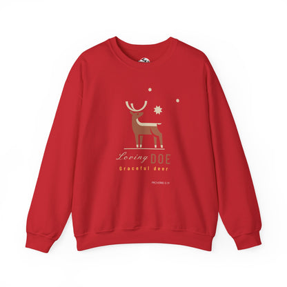 "Loving Doe Graceful Deer" Women's Inspirational Crewneck Sweatshirt