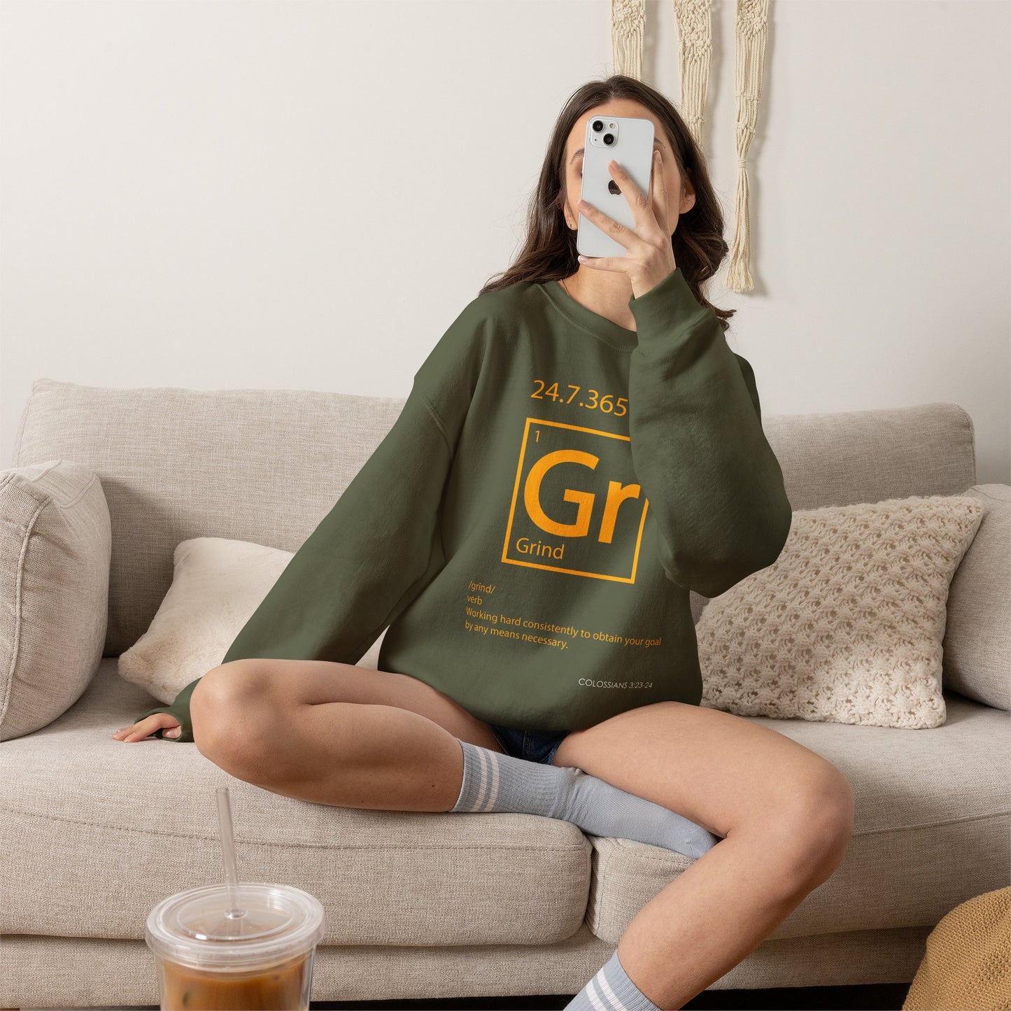 Grind 24/7/365 Motivational Element Crewneck Sweatshirt