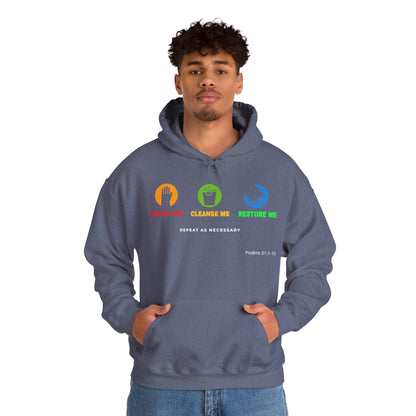 "Wash, Cleanse, Restore" Inspirational Faith-Based Hoodie