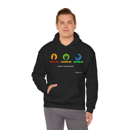 "Wash, Cleanse, Restore" Inspirational Faith-Based Hoodie
