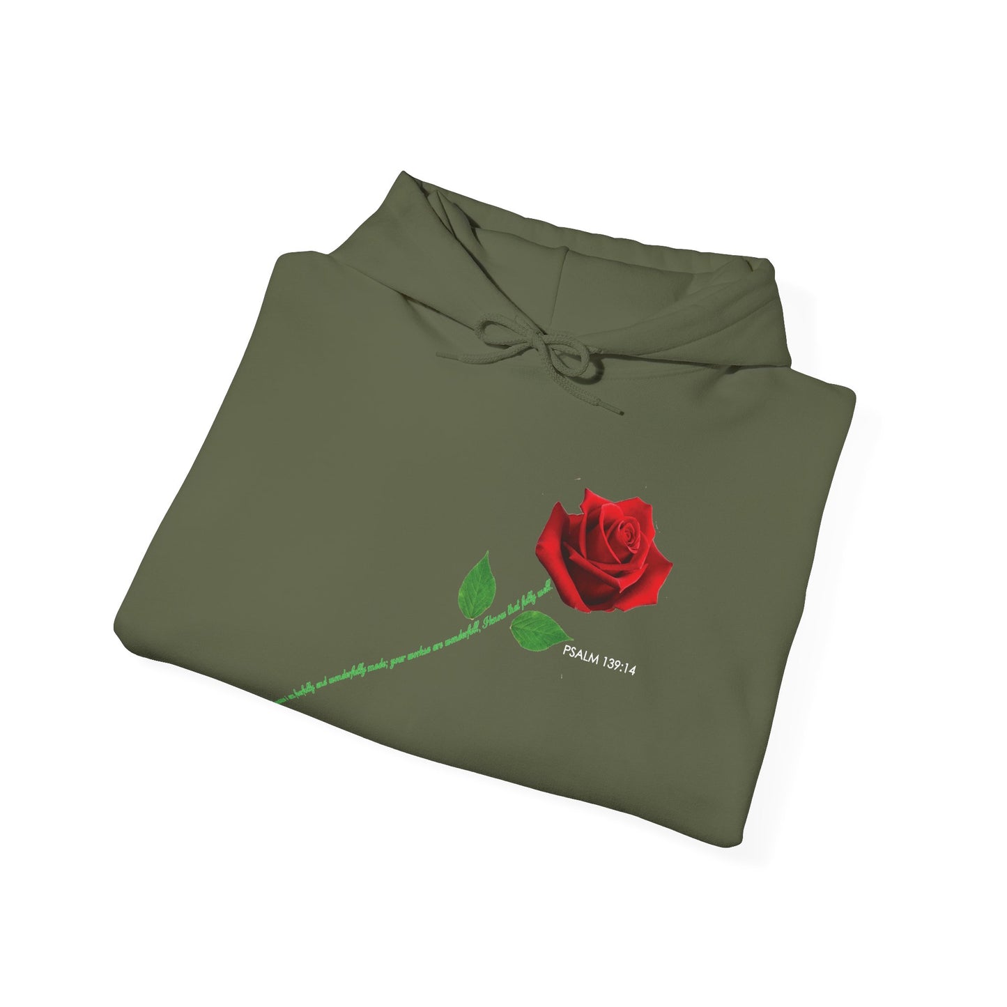 "Fearfully and Wonderfully Made" Rose Graphic Pullover Hoodie