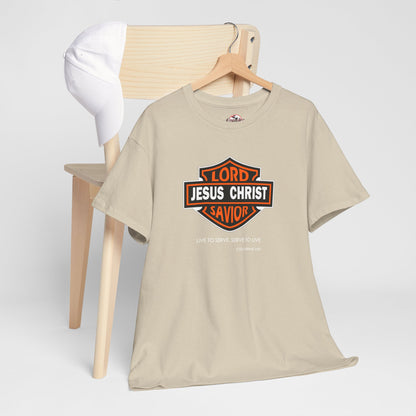 Jesus Christ Savior T‑Shirt — Lord Savior Motorcycle Shield Design