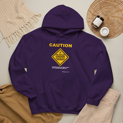 "Caution Salvation Under Construction" Graphic Pullover Hoodie