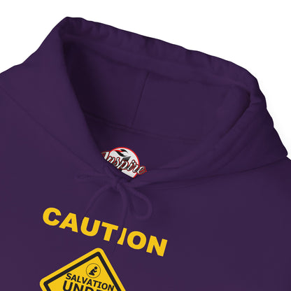 "Caution Salvation Under Construction" Graphic Pullover Hoodie