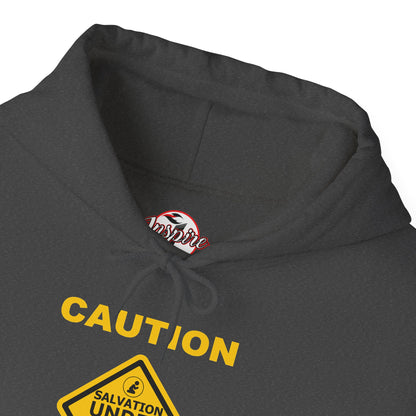 "Caution Salvation Under Construction" Graphic Pullover Hoodie