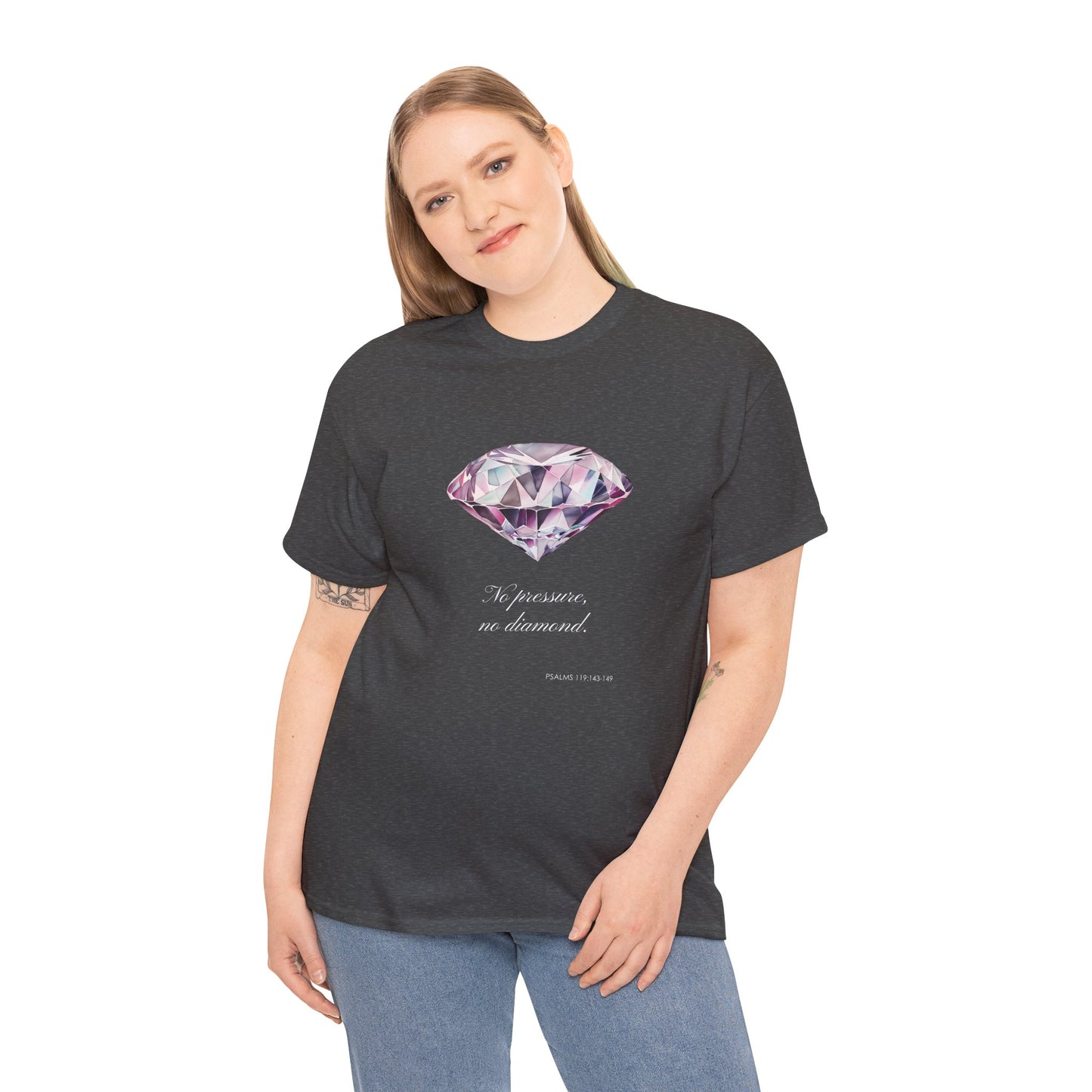 "No Pressure, No Diamond" Women's Inspirational Graphic T-Shirt