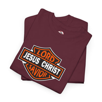 Jesus Christ Savior T‑Shirt — Lord Savior Motorcycle Shield Design