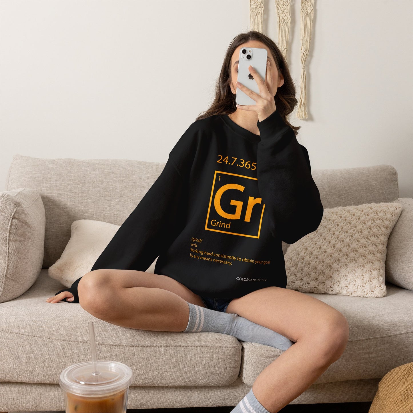 Grind 24/7/365 Motivational Element Crewneck Sweatshirt