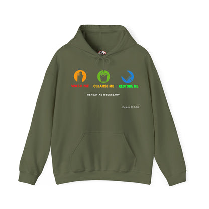 "Wash, Cleanse, Restore" Inspirational Faith-Based Hoodie