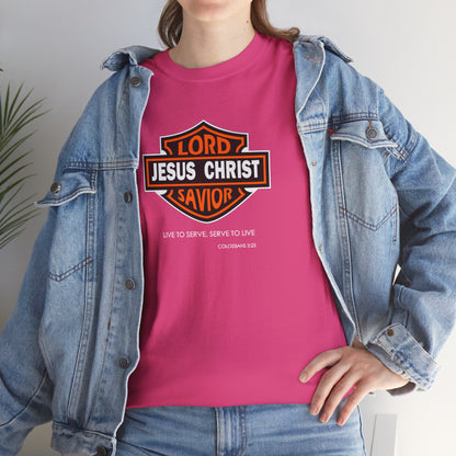 Jesus Christ Savior T‑Shirt — Lord Savior Motorcycle Shield Design