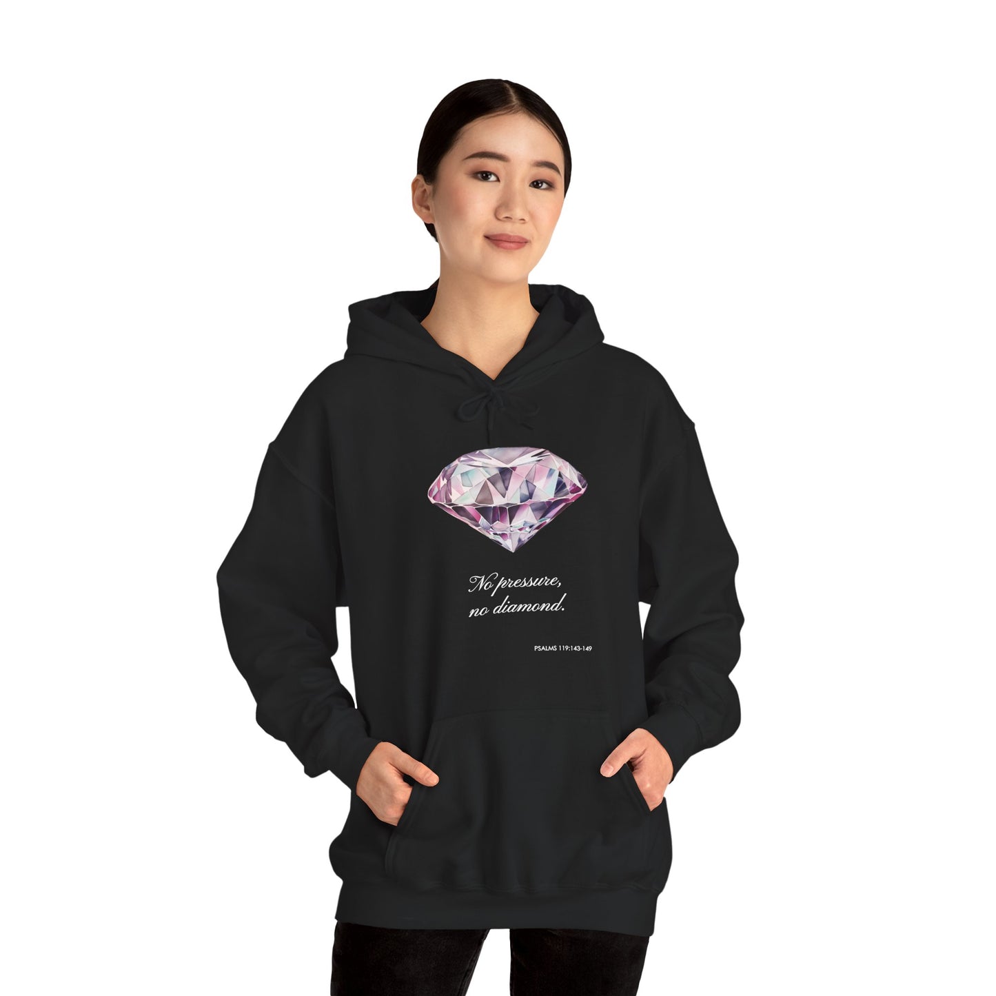 "No pressure, no Diamond" Inspirational Graphic Pullover Hoodie