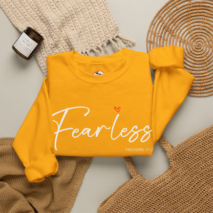 "Fearless" Inspirational Crewneck Sweatshirt — (Proverbs 31)