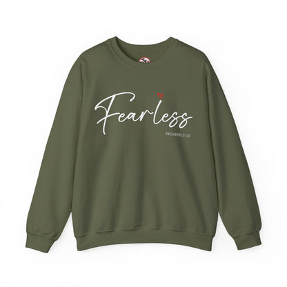 "Fearless" Inspirational Crewneck Sweatshirt — (Proverbs 31)