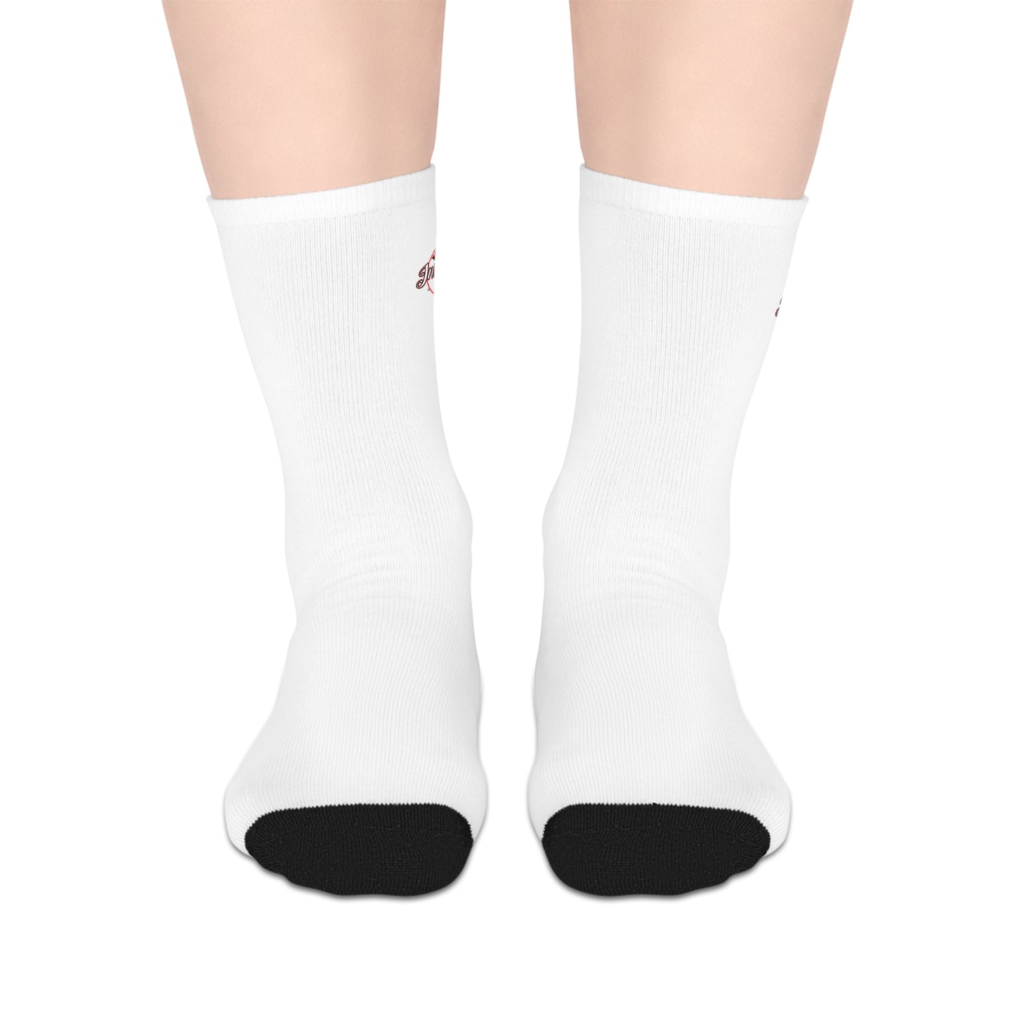Inspire Wear White Logo Mid-Length Socks