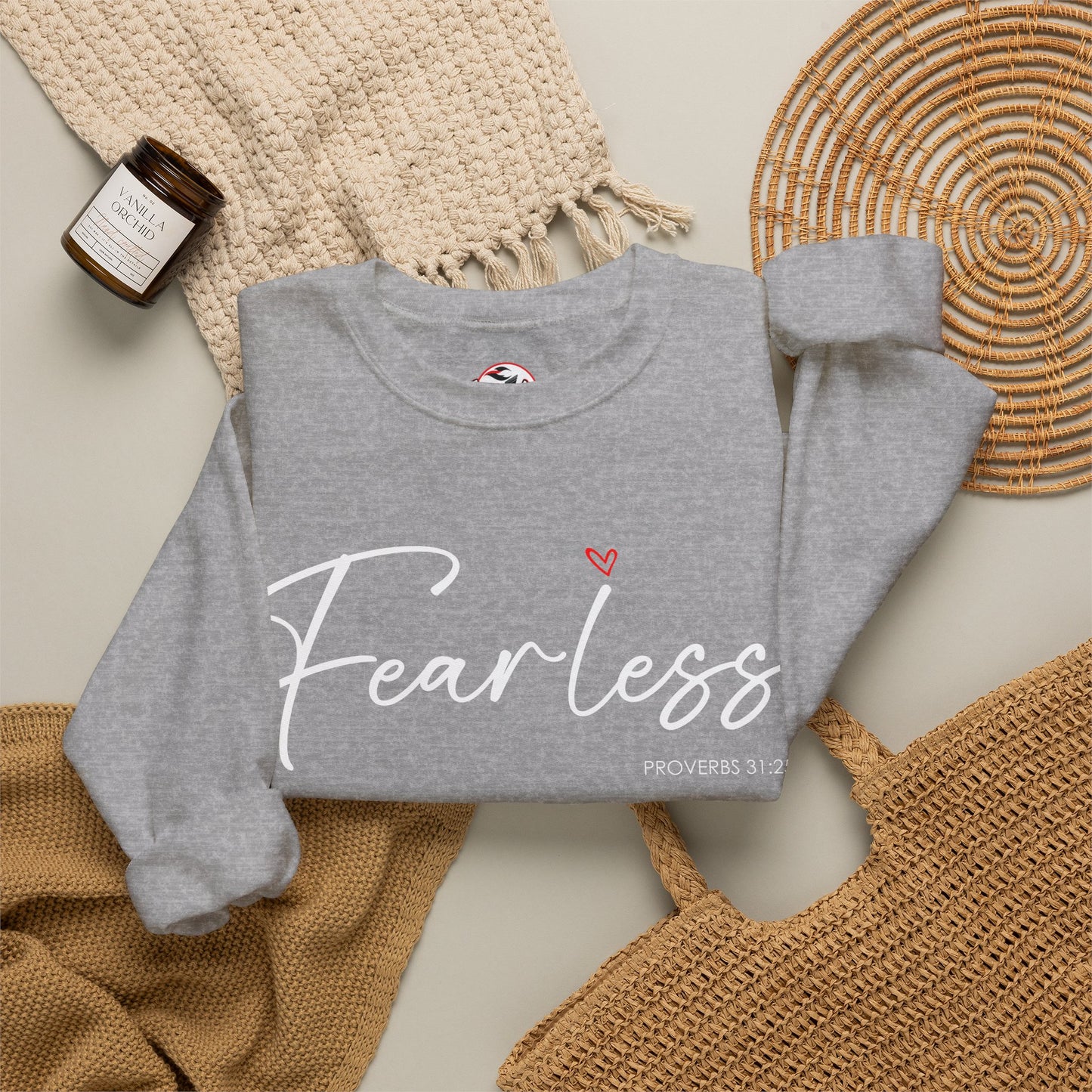 "Fearless" Inspirational Crewneck Sweatshirt — (Proverbs 31)