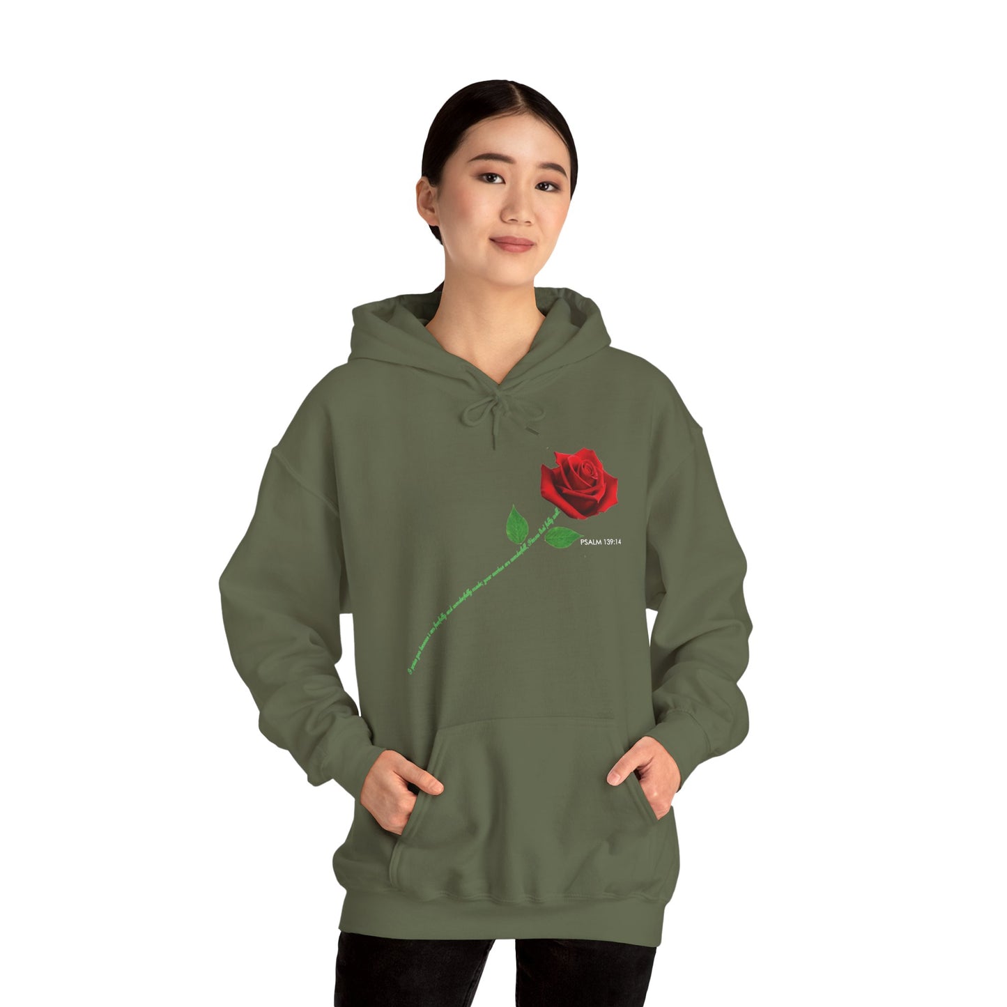 "Fearfully and Wonderfully Made" Rose Graphic Pullover Hoodie