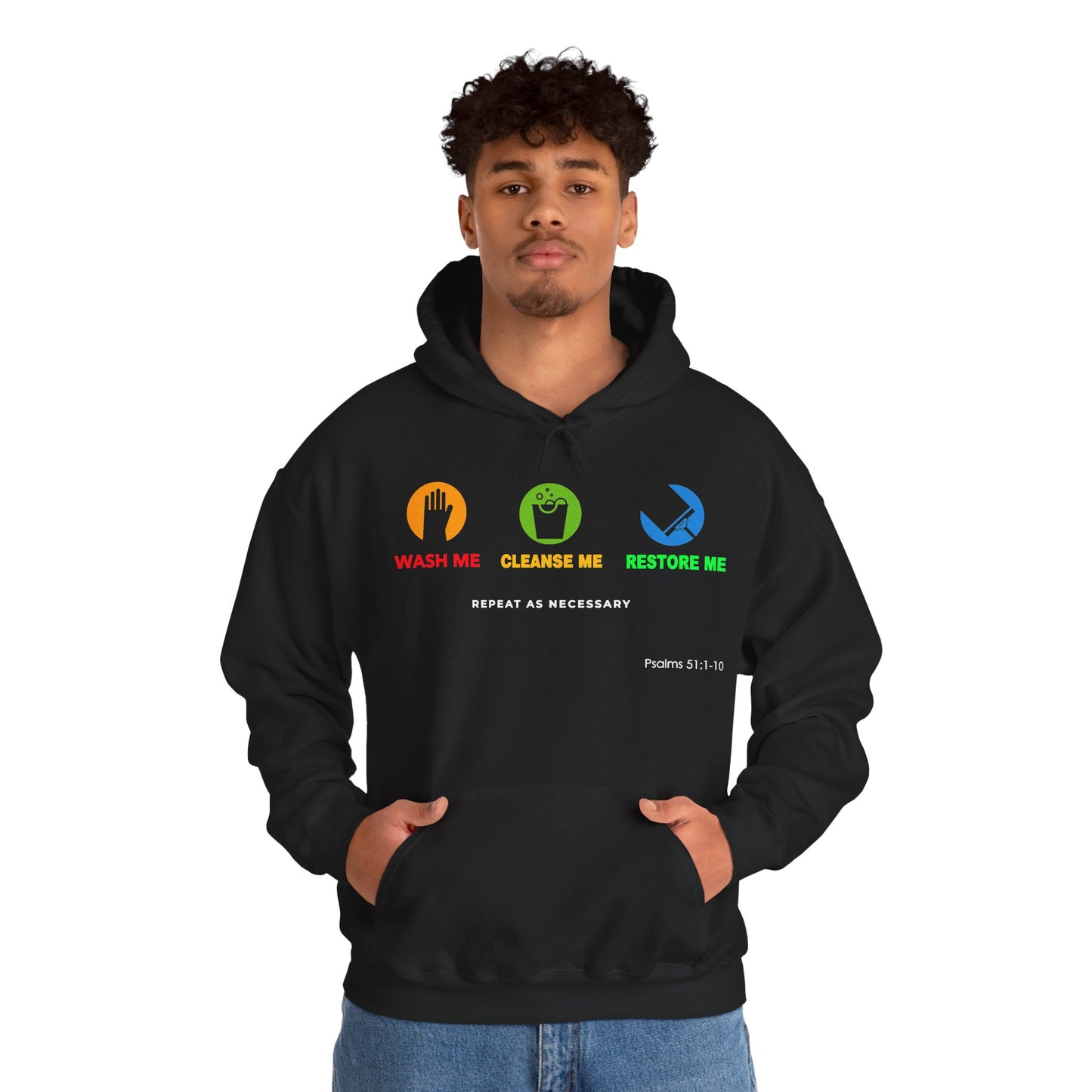 "Wash, Cleanse, Restore" Inspirational Faith-Based Hoodie