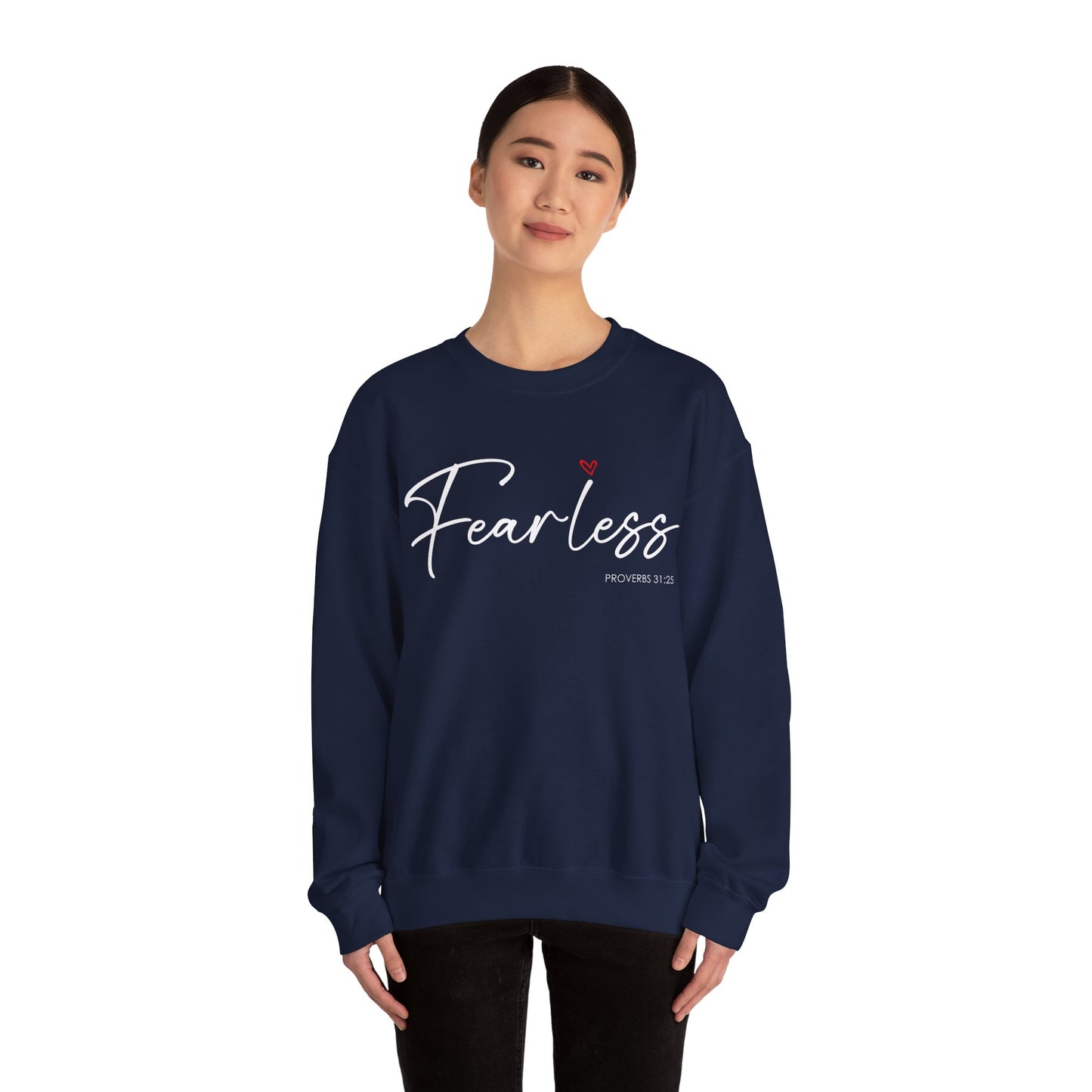 "Fearless" Inspirational Crewneck Sweatshirt — (Proverbs 31)