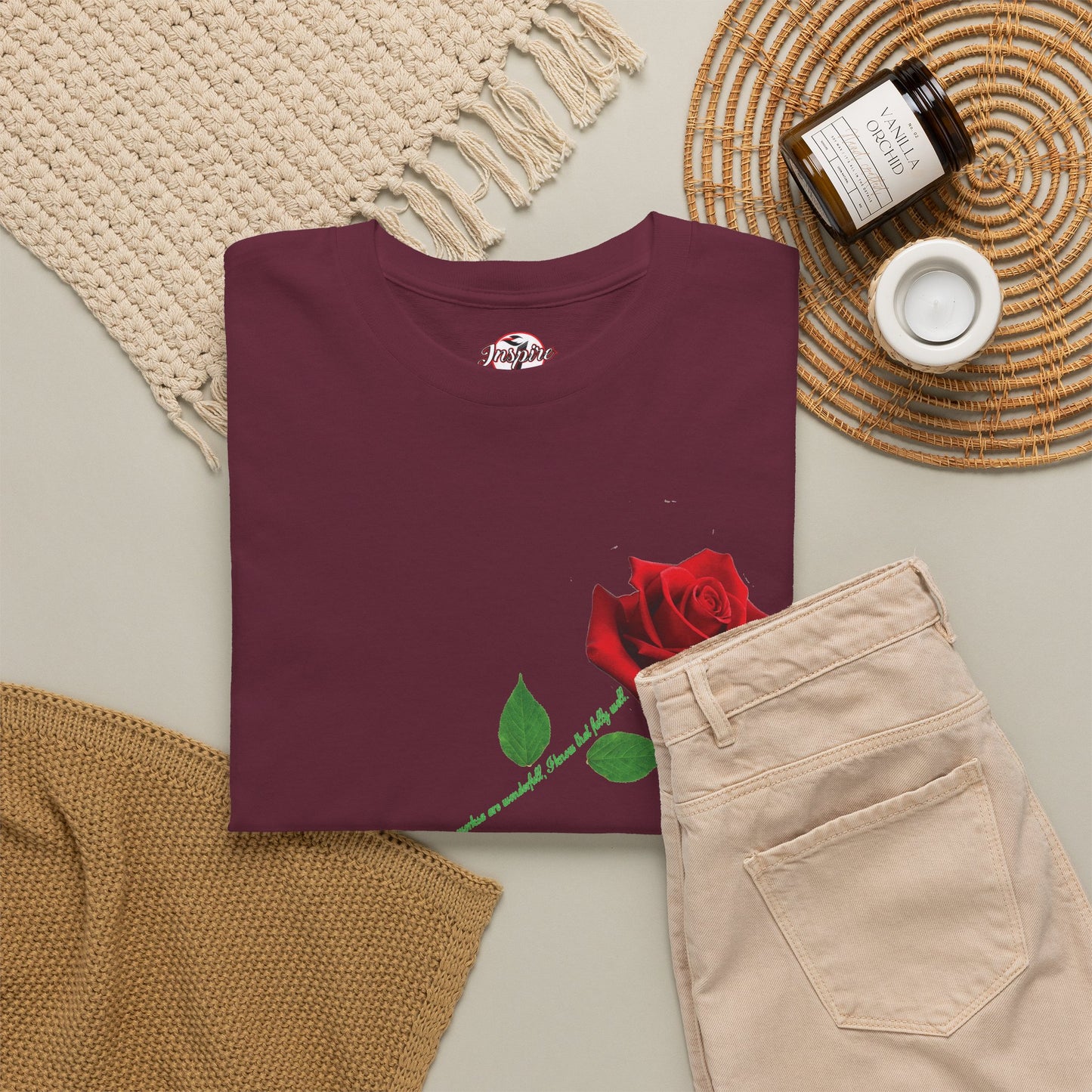 "Fearfully and Wonderfully Made" Rose Affirmative Graphic T-Shirt