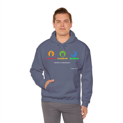 "Wash, Cleanse, Restore" Inspirational Faith-Based Hoodie