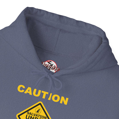 "Caution Salvation Under Construction" Graphic Pullover Hoodie