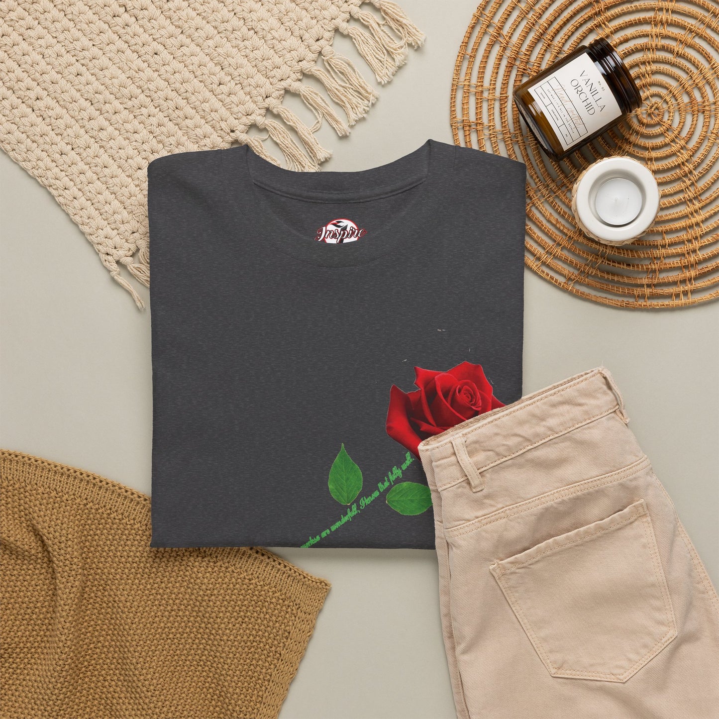 "Fearfully and Wonderfully Made" Rose Affirmative Graphic T-Shirt