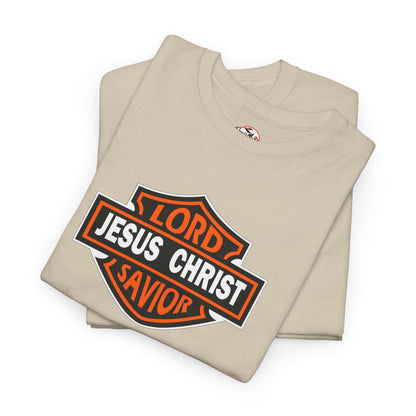 Jesus Christ Savior T‑Shirt — Lord Savior Motorcycle Shield Design