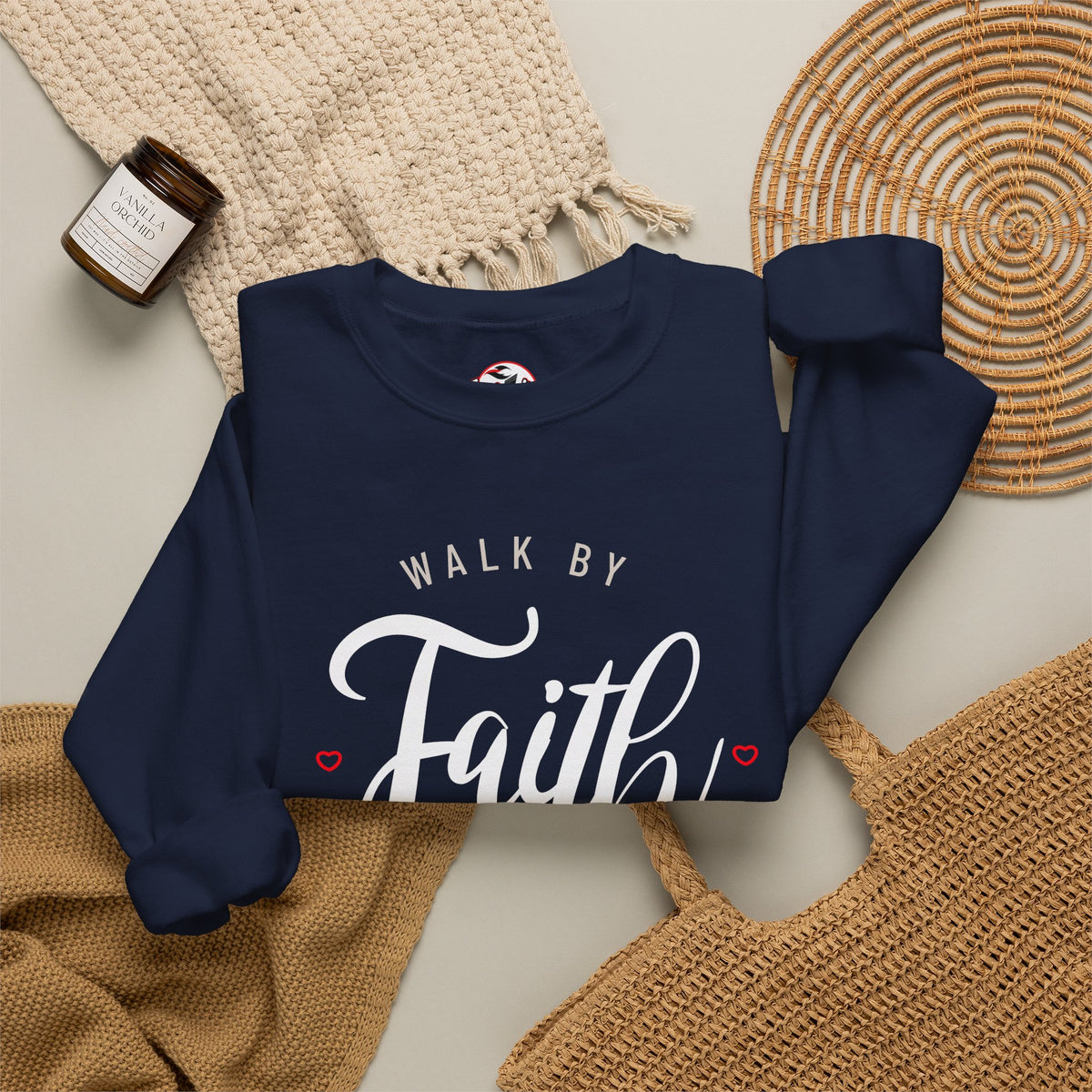 "Walk by Faith, Not by Sight" Motivational Pullover Crewneck Sweatshirt
