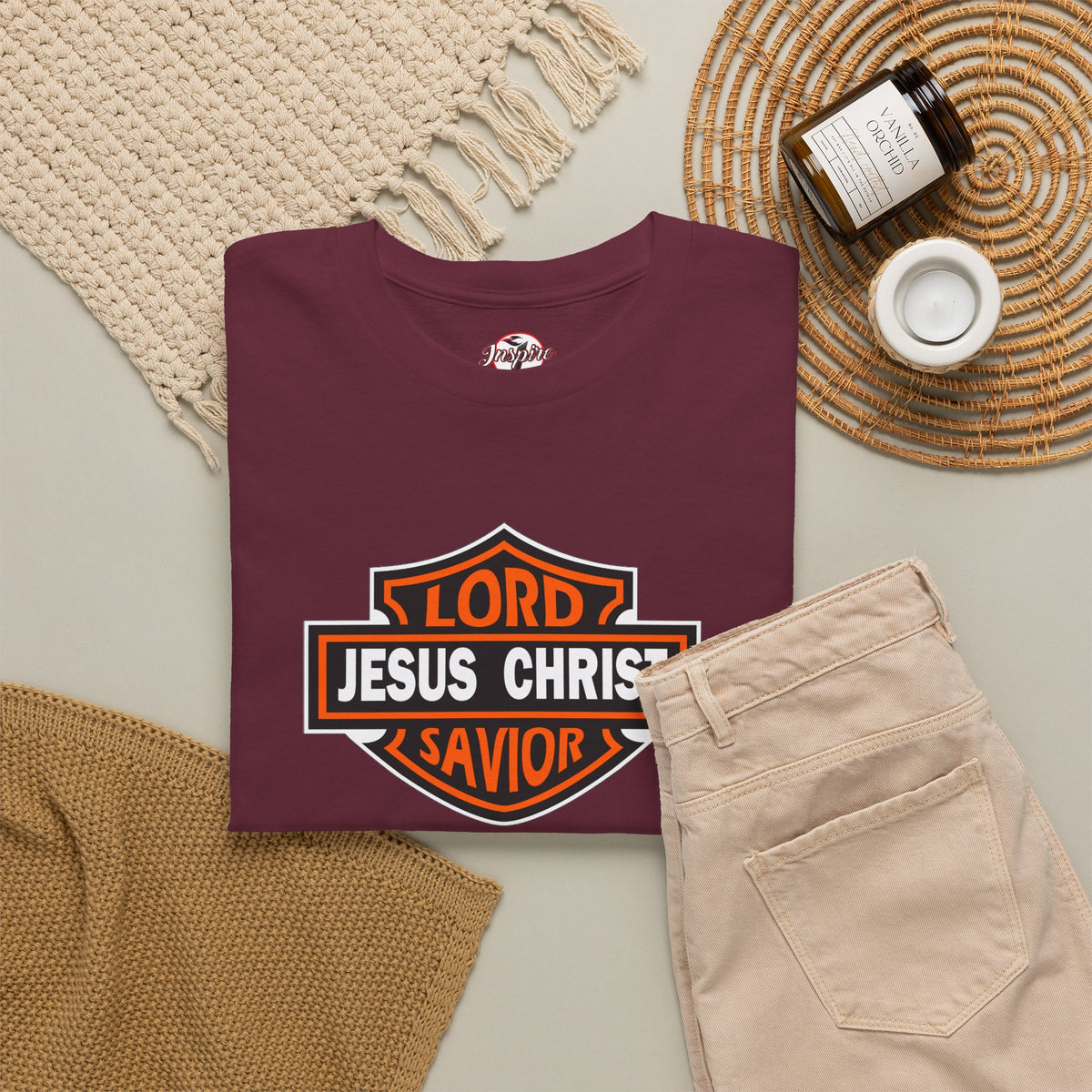 Jesus Christ Savior T‑Shirt — Lord Savior Motorcycle Shield Design
