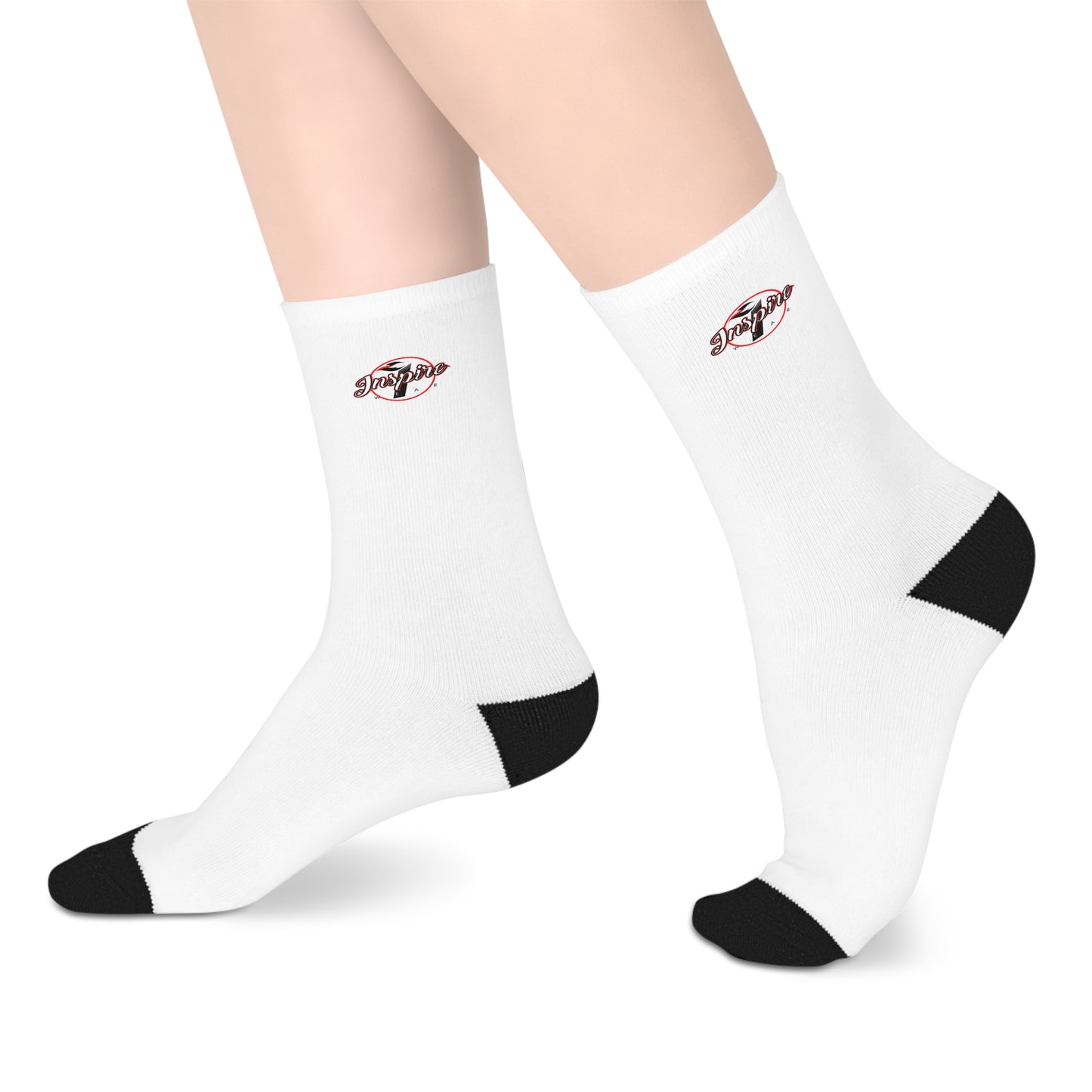 Inspire Wear White Logo Mid-Length Socks