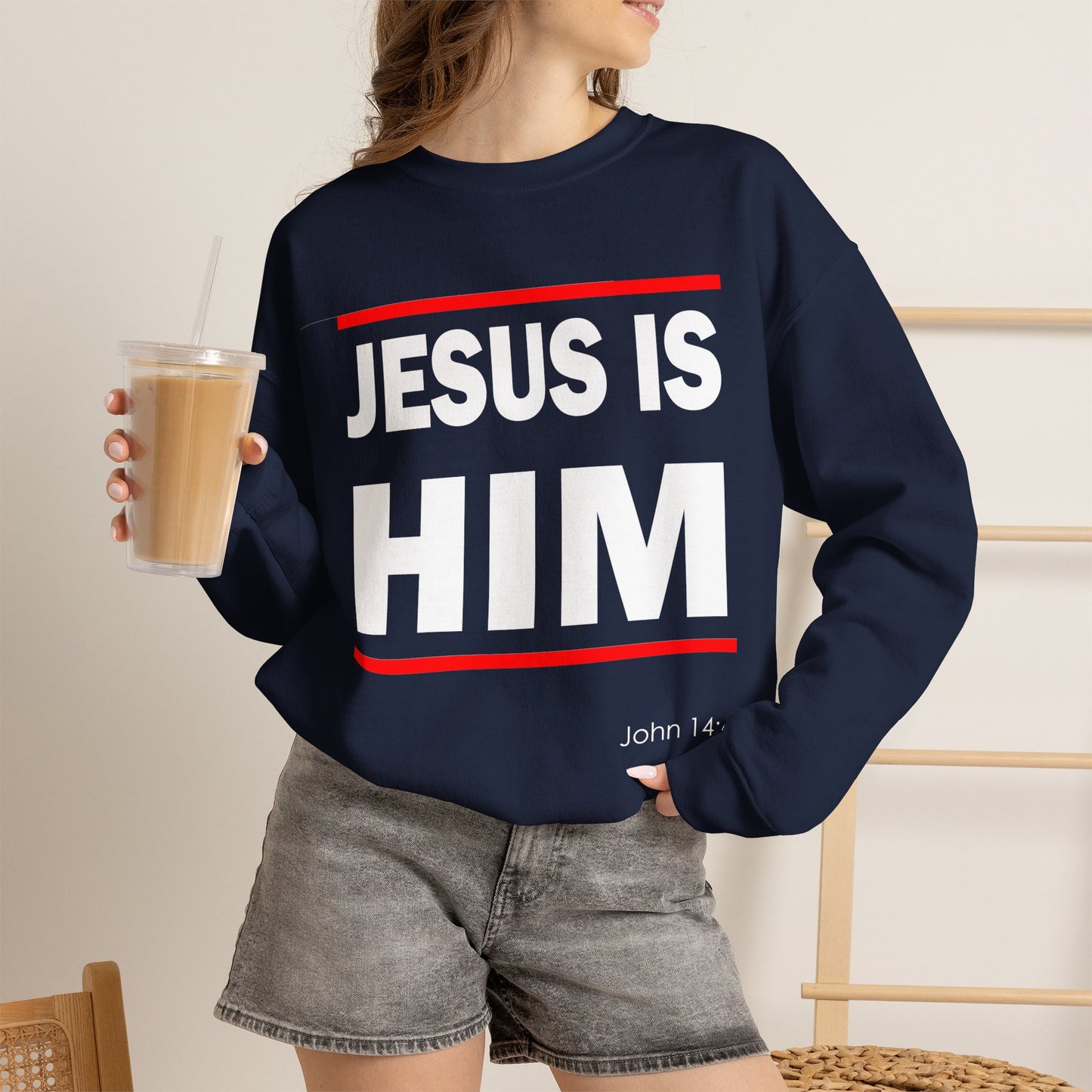 "Jesus Is Him" Inspirational Crewneck Sweatshirt