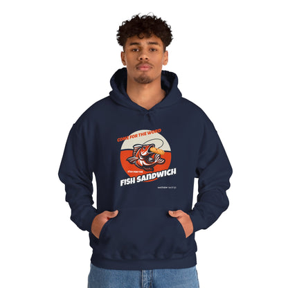 "Come for the Word, Stay for the Fish Sandwich" Graphic Hooded Sweatshirt