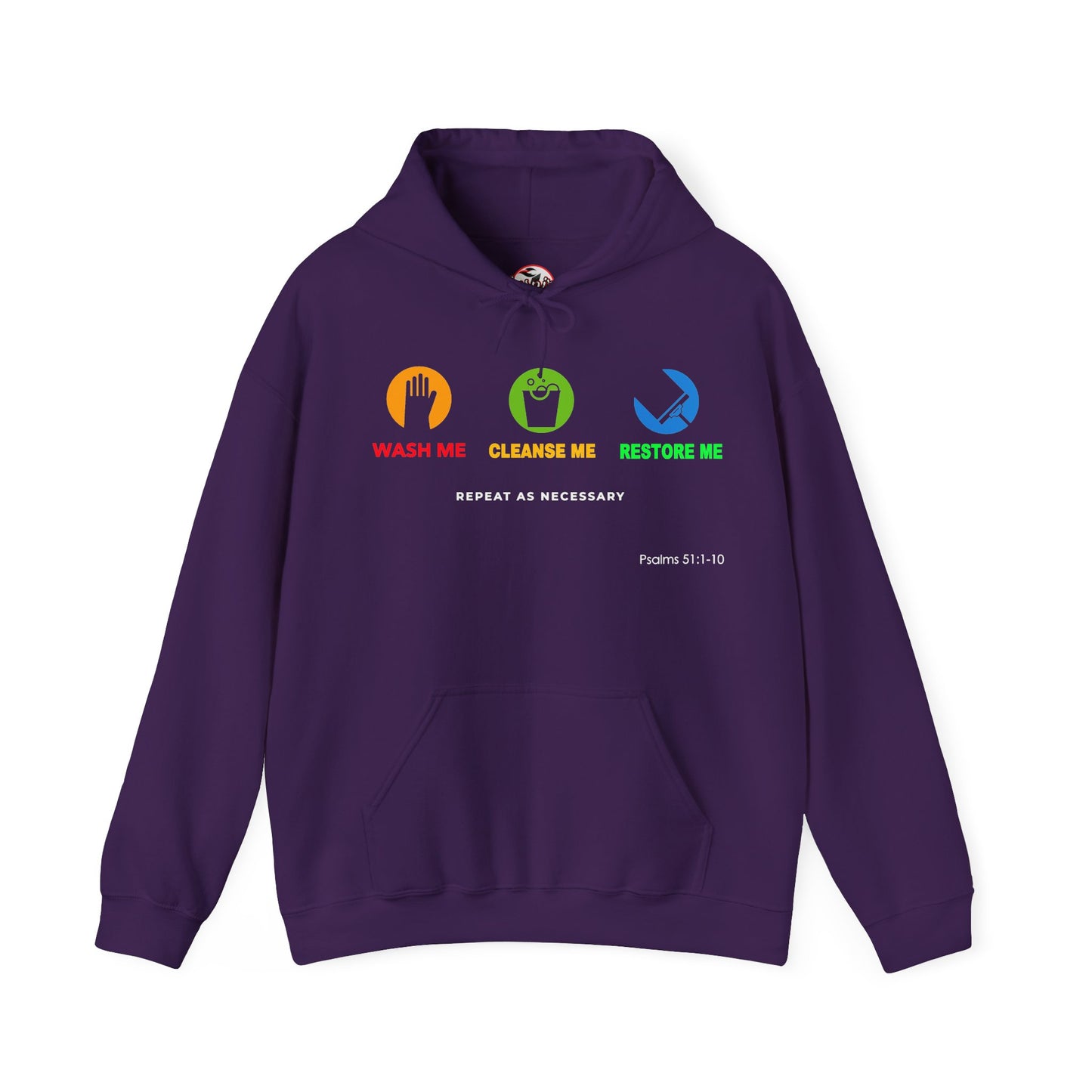 "Wash, Cleanse, Restore" Inspirational Faith-Based Hoodie